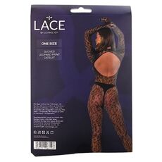 Lace by LJ Gloved Leopard Print Catsuit Black cutie spate