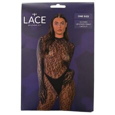 Lace by LJ Gloved Leopard Print Catsuit Black cutie