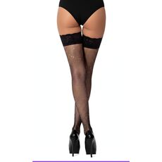 Ciorapi plasa Lace by LJ Negru, detaliu textura plasa cu sclipici