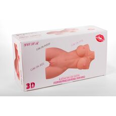 Masturbator 3D Dublu Orificiu cu Sani, TPE Natural, ambalaj cutie