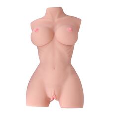 Masturbator 3D Dublu Orificiu cu Sani, TPE Natural, vedere din fata