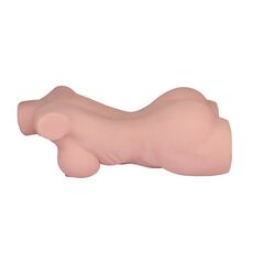 Masturbator 3D Dublu Orificiu cu Sani, TPE Natural, vedere de jos, ambele orificii