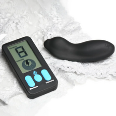 E-Stim Panty Vibe cu Telecomanda, XR Brands Zeus Electrosex, Negru, dispozitiv silicon si telecomanda cu ecran LED