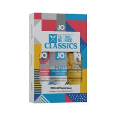 Set System JO Tri-Me Triple Pack Classic cu trei flacoane de 30 ml: lubrifiant H2O, Juicy Pineapple si ulei de masaj