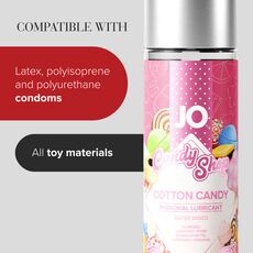 Compatibilitate JO Candy Shop Cotton Candy: prezervative din latex, poliizopren si poliuretan, toate jucariile