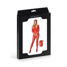 Bodystocking rosu, deschis intim, maneci 3/4, Paris Hollywood, S-L cutie