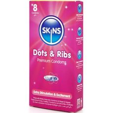 Cutia Skins Dots and Ribs vazuta din unghi, cu eticheta Fair Trade Latex