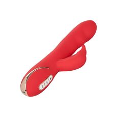 Vibrator rabbit cu incalzire Jack Rabbit Signature CalExotics rosu, detaliu urechi rabbit