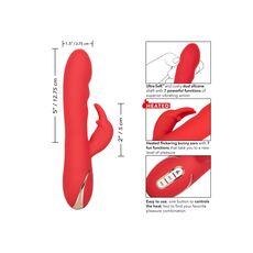 Vibrator rabbit cu incalzire Jack Rabbit Signature CalExotics rosu, vedere laterala