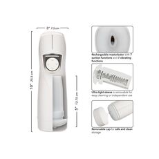 Masturbator automat cu vibratie si suctiune Lifelike Pulsar Stroker CalExotics alb, vedere laterala