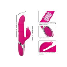 Vibrator rabbit cu bile si miscare ritmica Enchanted Embrace CalExotics roz, detaliu inel metalic
