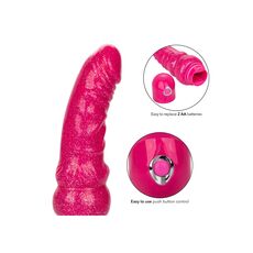 Vibrator flexibil cu sclipici Lady Boner CalExotics roz, detaliu baza