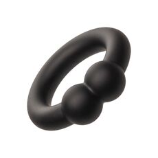 Inel penis din silicon lichid cu bilute Alpha Muscle Ring CalExotics negru, vedere de ansamblu