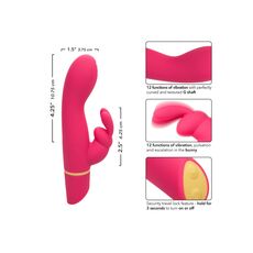 Vibrator rabbit cu doua motoare Love Bunny CalExotics roz, detaliu inel auriu