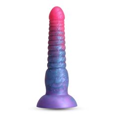 Dildo striat cu ventuza NS Novelties Colours Stacked albastru, vedere din fata