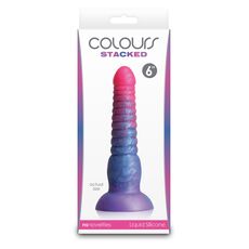 Dildo striat cu ventuza NS Novelties Colours Stacked albastru
