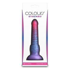 Dildo striat cu ventuza NS Novelties Colours Stacked albastru, cutie