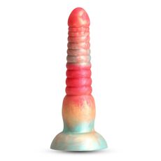Dildo striat cu ventuza NS Novelties Colours Stacked rosu, vedere din fata