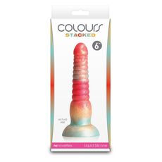 Dildo Striat cu Ventuza NS Novelties Colours Stacked, Rosu cutie