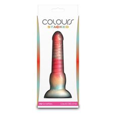 Dildo Striat cu Ventuza NS Novelties Colours Stacked, Rosu cutia