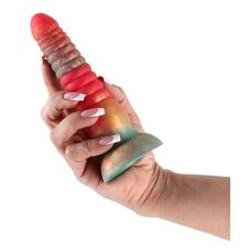 Dildo Striat cu Ventuza NS Novelties Colours Stacked, Rosu