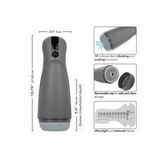 Masturbator automat cu vibratie si suctiune Milk Master CalExotics negru, vedere laterala