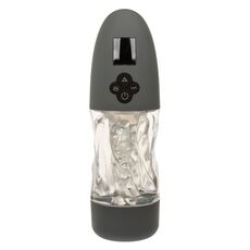Masturbator automat transparent cu vibratie si suctiune Extreme Milker CalExotics, vedere laterala