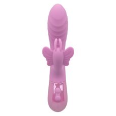Vibrator dublu cu fluture Aura Dual Flutter CalExotics roz, detaliu stimulator fluture