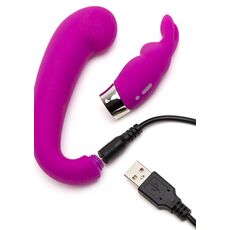 Vibrator Mini G-Spot Happy Rabbit Curve, Violet, 15 Vibratii incarcare USB