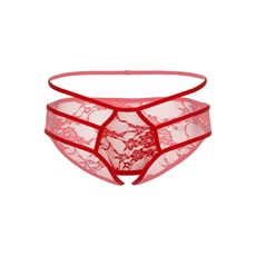 Chilot crotchless cu benzi si dantela Jade Daring Intimates rosu, vedere completa