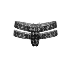 Chilot tanga crotchless cu dantela dubla Lucy Daring Intimates negru, vedere completa
