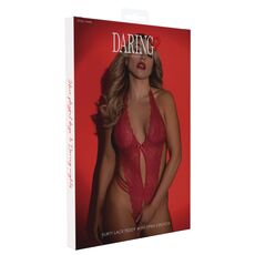 Body teddy din dantela cu decupaj central Daring Intimates rosu, vedere laterala