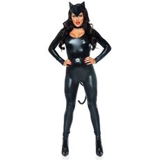 Costumatie Pisica Catsuit cu Coada, Centura si Urechi Leg Avenue, Negru