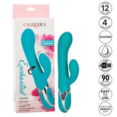 Vibrator Rabbit CalExotics Enchanted Lover, Turcoaz, 12 Vibratii, 4 Rotatii