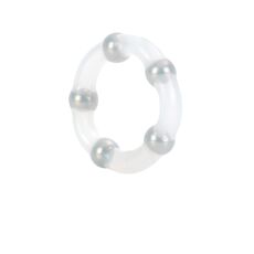Inel Penis din Silicon cu Bile Metalice CalExotics, Transparent detaliu