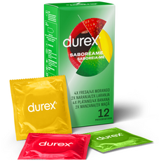 Prezervative cu Arome de Fructe Durex "Tropical Mix Pleasure Fruits" 12 Bucati