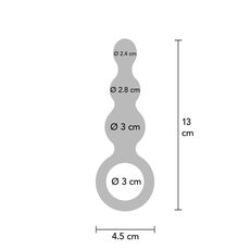 Bile Anale din Silicon cu Finisaj Metalizat The Stuffer ToyJoy, Gri dimensiuni