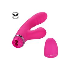 Vibrator rabbit Foreplay Frenzy Pucker CalExotics roz, compartiment baterii deschis, 2 x AAA neincluse