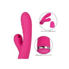 Vibrator rabbit Foreplay Frenzy Pucker CalExotics roz, detaliu capac baterii si butoane de control