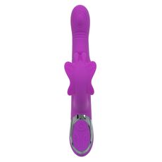Vibrator rabbit Enchanted Throbbing Butterfly CalExotics mov, vedere din fata cu aripile fluturelui simetrice