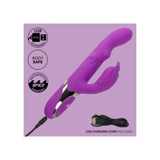 Vibrator rabbit Enchanted Throbbing Butterfly CalExotics mov, infografic reincarcare USB, body-safe, waterproof IPX7