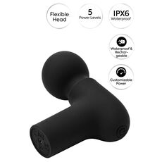 Aparat de masaj cu percutie Power Gun Caresse negru, infografic cap flexibil, 5 nivele de putere, IPX6