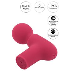 Aparat de masaj cu percutie Power Gun Caresse rosu, infografic cap flexibil, 5 nivele de putere, IPX6
