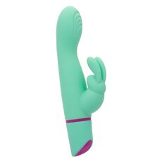 Vibrator rabbit cu balansare Rocking G Bunny CalExotics verde, vedere completa cu urechi de iepuras