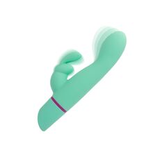 Vibrator rabbit cu balansare Rocking G Bunny CalExotics verde, detaliu urechi de iepuras