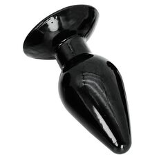 Dop anal clasic Extreme Hidden Desire negru, vedere din unghi, baza lata vizibila