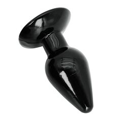 Dop anal clasic Extreme Hidden Desire negru, vedere din unghi, baza lata vizibila