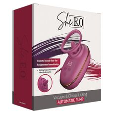 Stimulator Clitoridian cu Limba si Vacuum Licking Automatic Pump She.E.O, Roz cutia