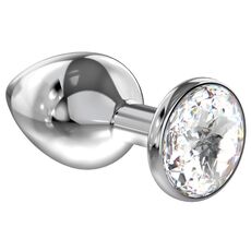 LOLA, Plug anal mare din argint Diamond Clear Sparkle Large cu cristal transparent - 8 cm