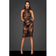 Rochie neagra midi din tul cu bretele de catifea la spate, Noir Handmade